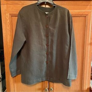 Doncaster women’s Dark green linen button down top size 12